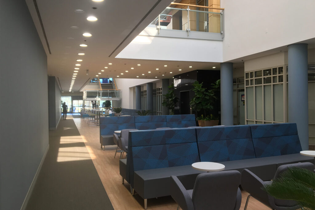 Atrium interior lobby & seating space